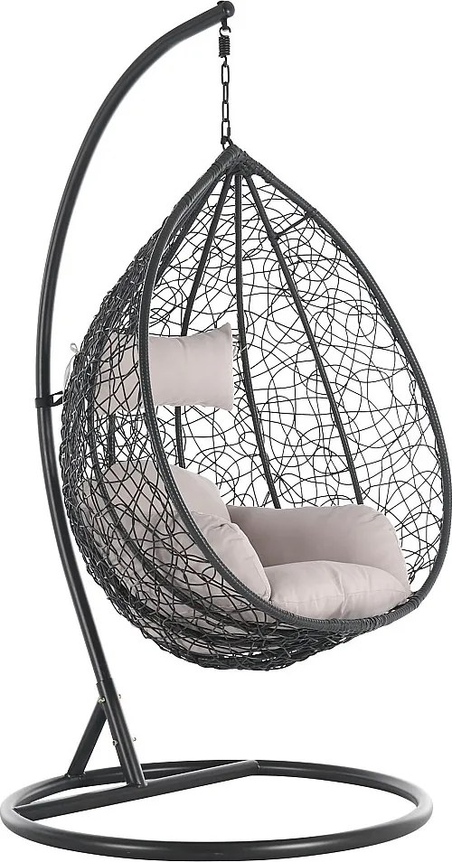 Wiszący fotel z plecionej żywicy - Antracytowy - CAMPLI od MYLIA