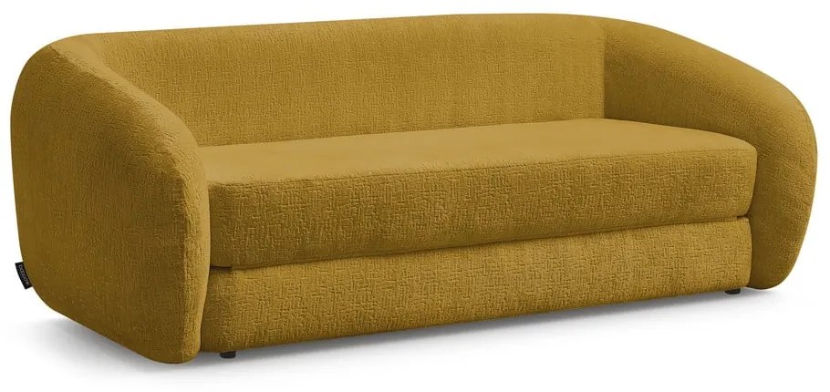 Musztardowa rozkładana sofa z tkaniny szenilowej 228 cm Neyo – Bobochic Paris