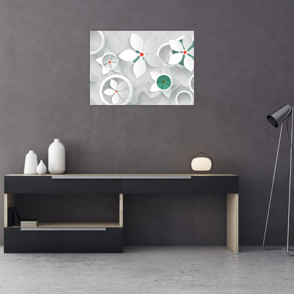 Obraz na szkle kwiatowej abstrakcji (70x50 cm)