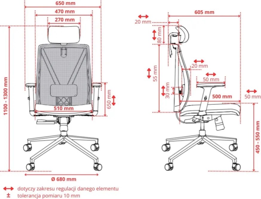 Fotel biurowy ergonomiczny Diplo z zagłówkiem, zgodny z normą BHP