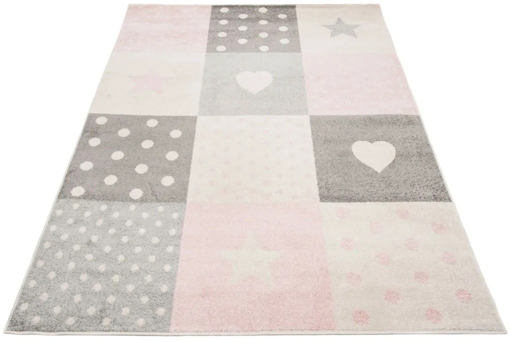 Biało Różowy Dywan Skandynawski Do Pokoju Dziecięcego R1-T83