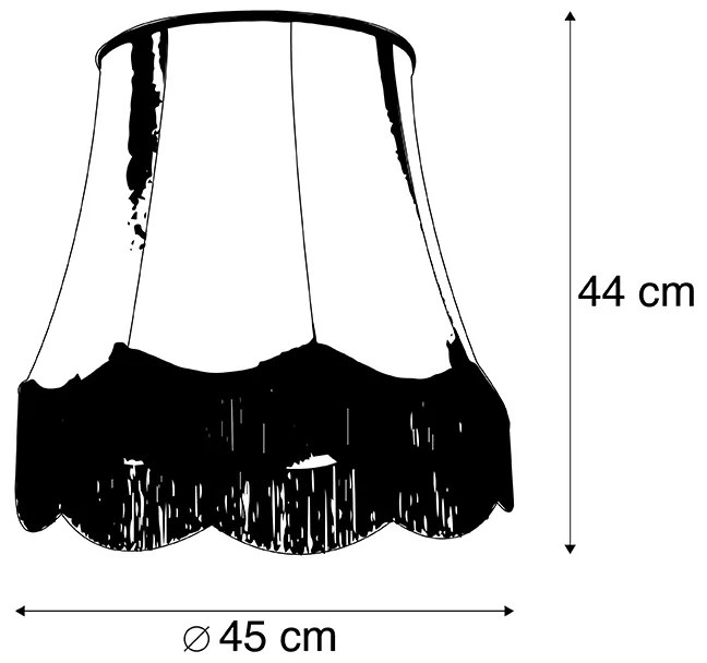 Abażur z jedwabiu czarny z szarym 45 cm - Granny