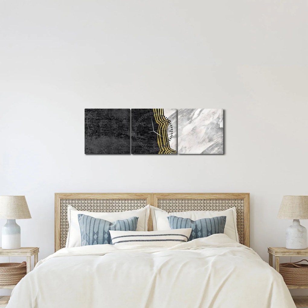 Obraz - Marmur (z zegarem) (90x30 cm)
