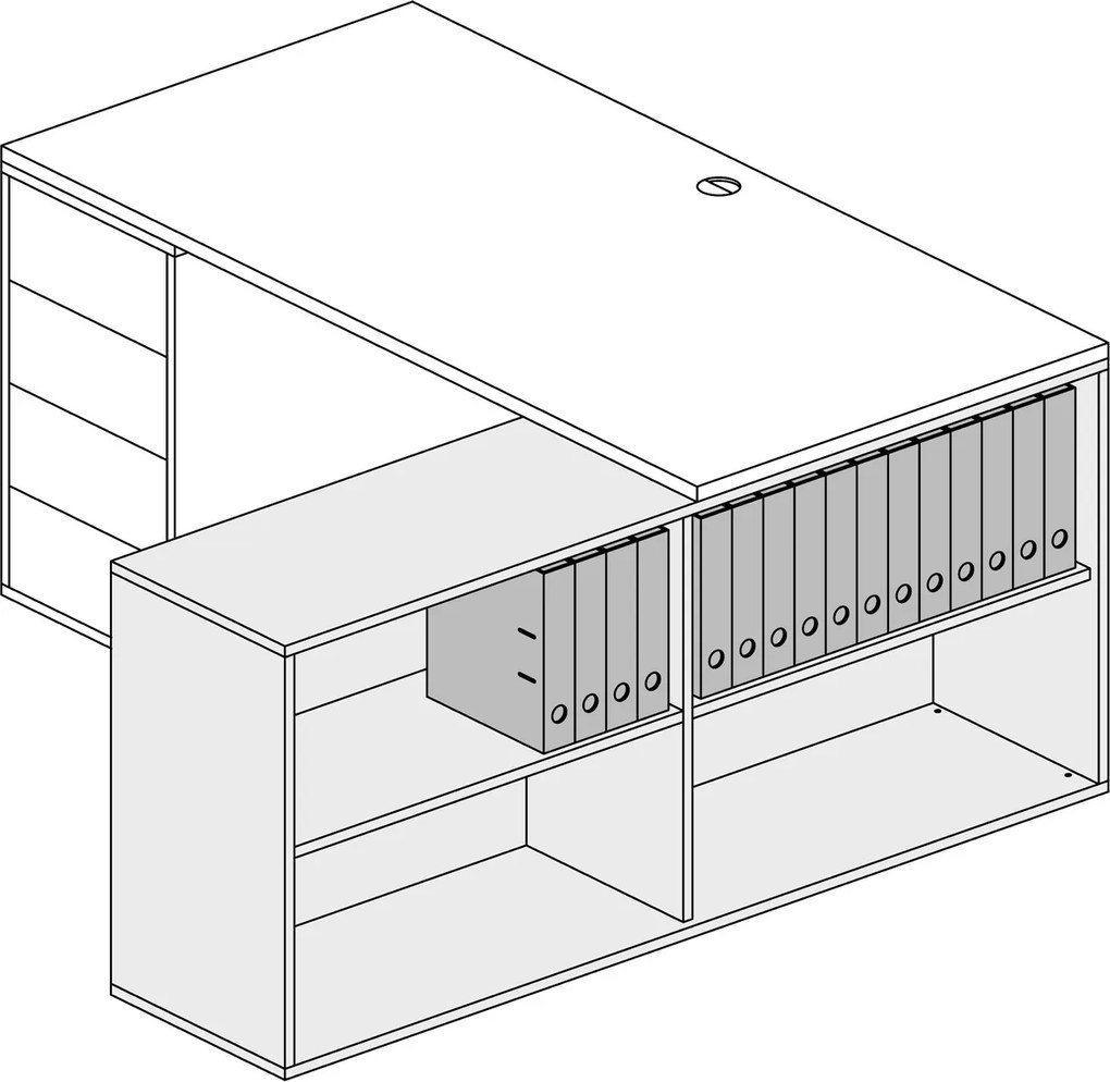 Regał biurowy BLOCK, 1600 × 400 × 710 mm, biały