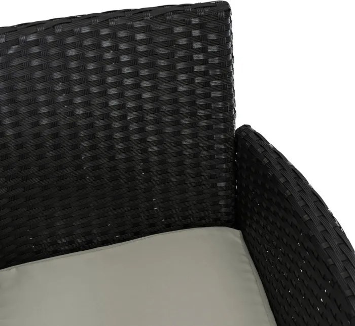 Zestaw Mebli Ogrodowych POMONA Czarny/Beżowy 8 Krzeseł Stół Tarasowy Technorattan Nowoczesny