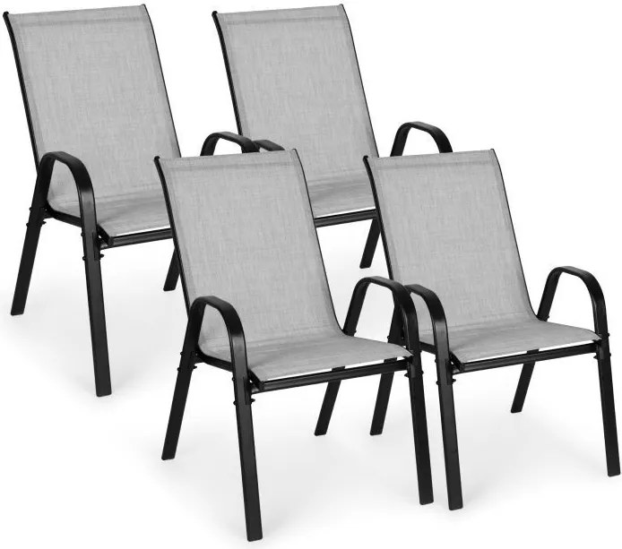 Zestaw 4 krzeseł ogrodowych sztaplowanych Isla 092, jasny szary