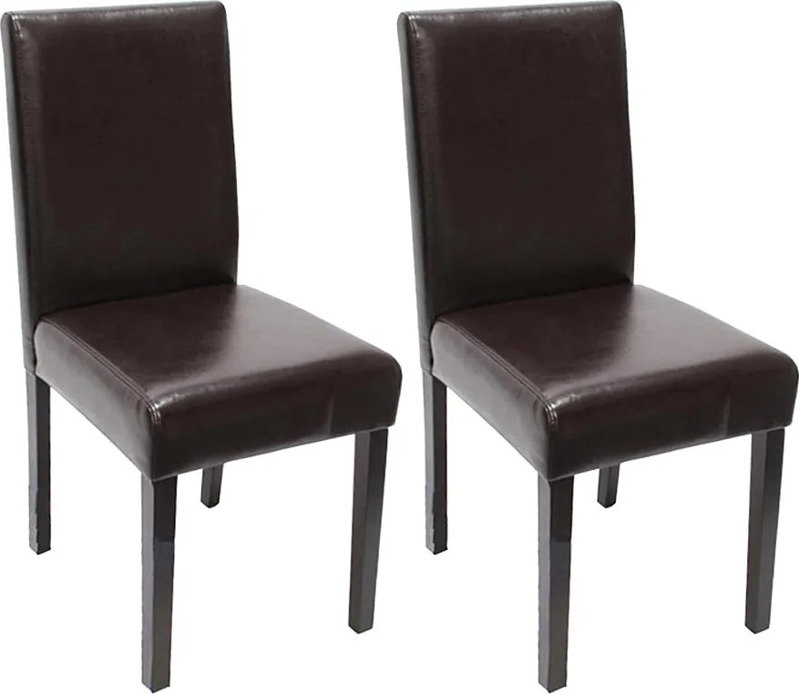 Krzesło do jadalni Littau (zestaw 2 szt.),  skóra, brązowe, ciemne nogi