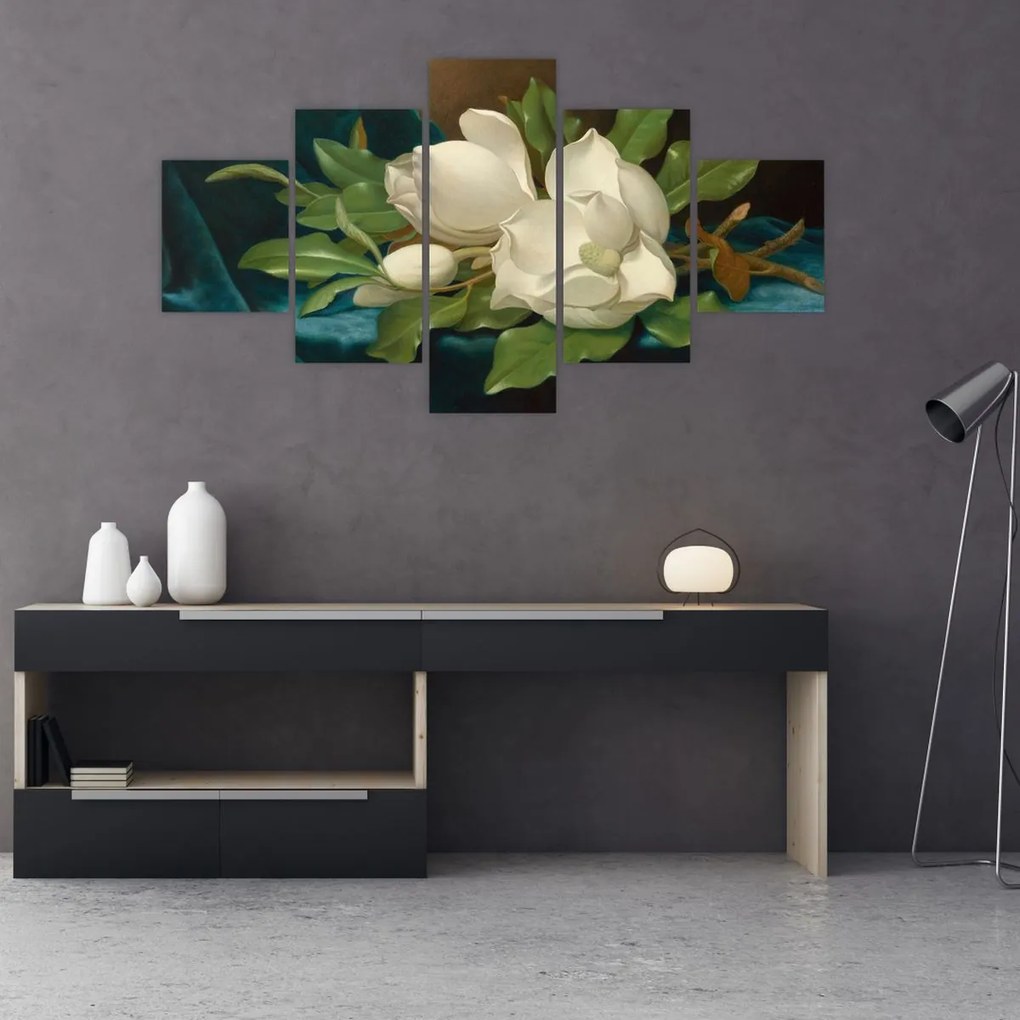 Obraz - Martin Johnson Heade, Giant Magnolias on a Blue Velvet Cloth, reprodukcje (125x70 cm)