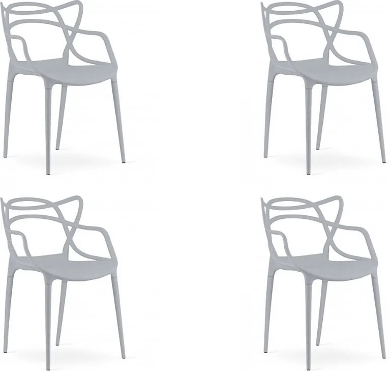 Zestaw 4 jasnoszarych plastikowych krzeseł KATO