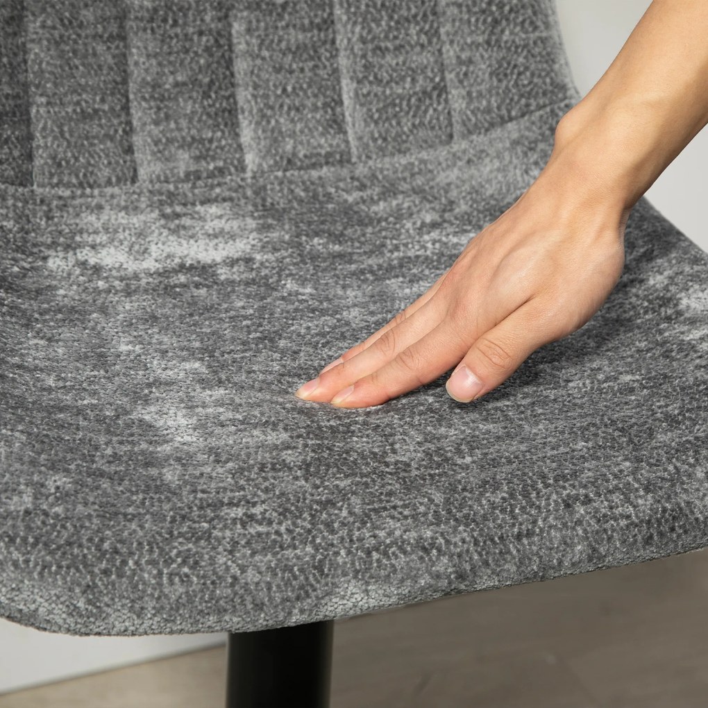 HOMCOM Nowoczesne Krzesła Barowe, Zestaw 2 szt. Z Opórką, Regulowane Wysokościowo, z Podnóżkiem, Obracane, Wyściełane, Ciemnoszary