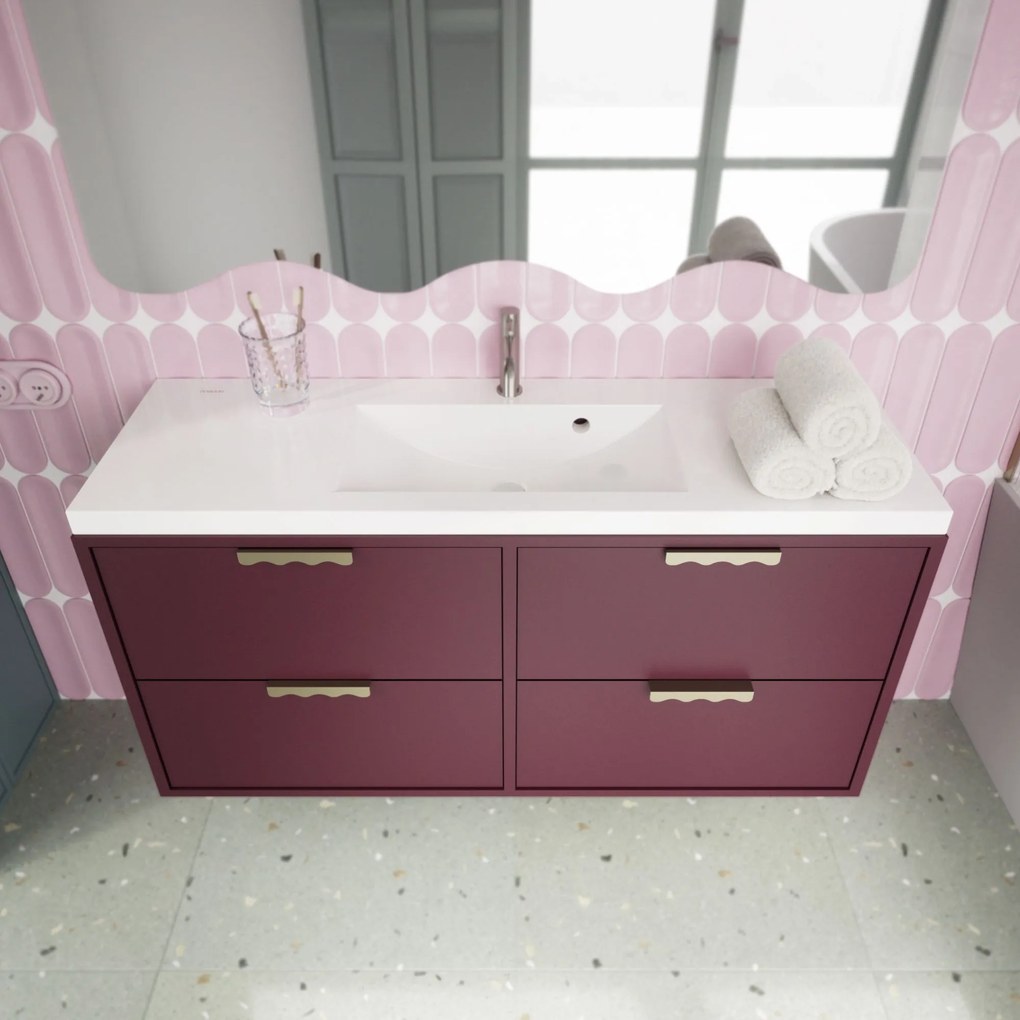 Umywalka wpuszczana w blat z konglomeratu WAVE 120 cm