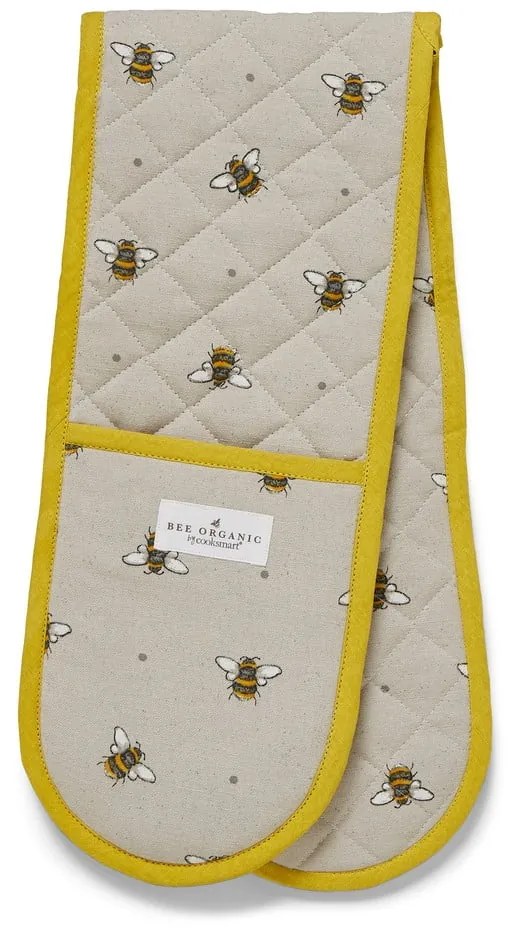 Beżowo-żółta bawełniana podwójna łapka Cooksmart ® Bumble Bees