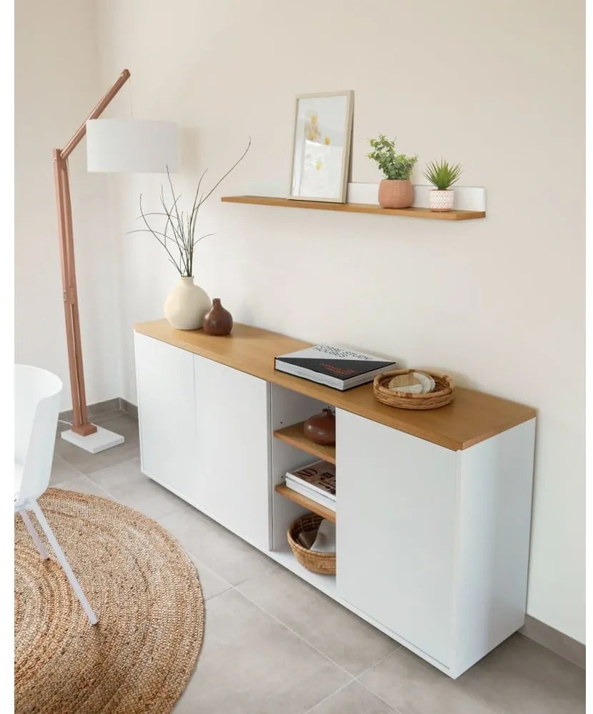 Biało-naturalna półka w dekorze dębu 120 cm Abilen – Kave Home