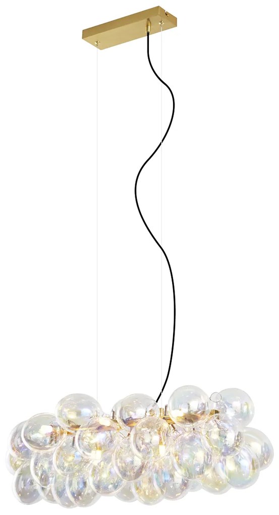 Designerska lampa wisząca złota z tęczowym szkłem 8-punktowa - Uvas