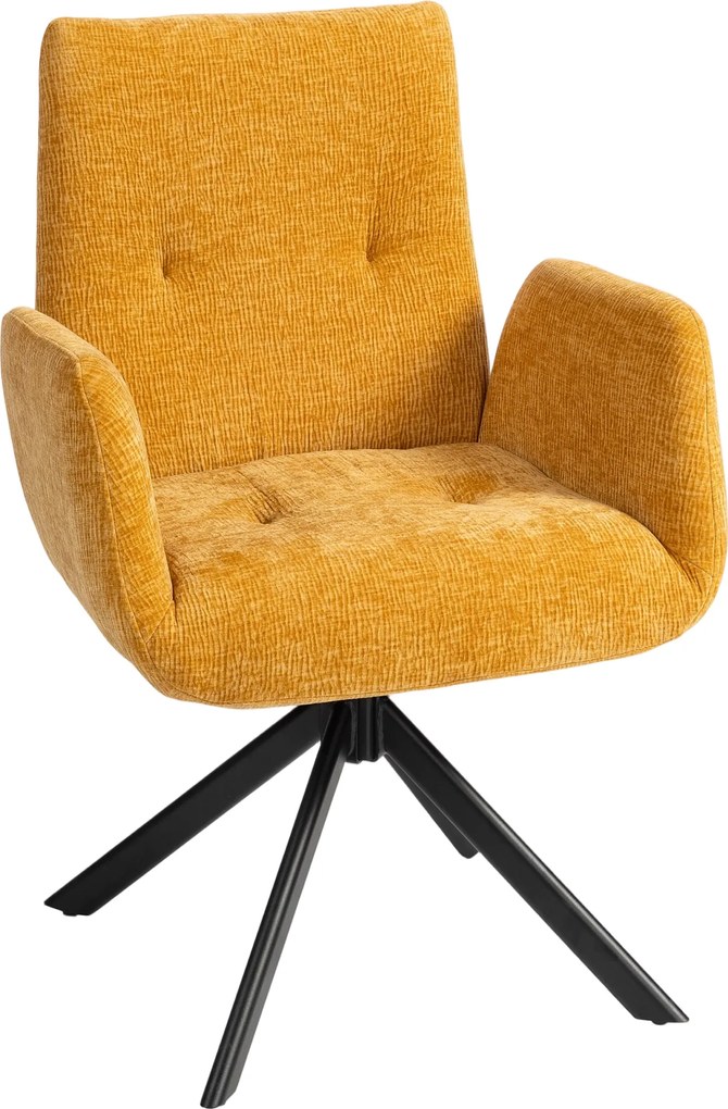 HOMCOM Tapicerowany fotel, fotel dekoracyjny, nowoczesny design, obrotowy, do 120 kg, żółty