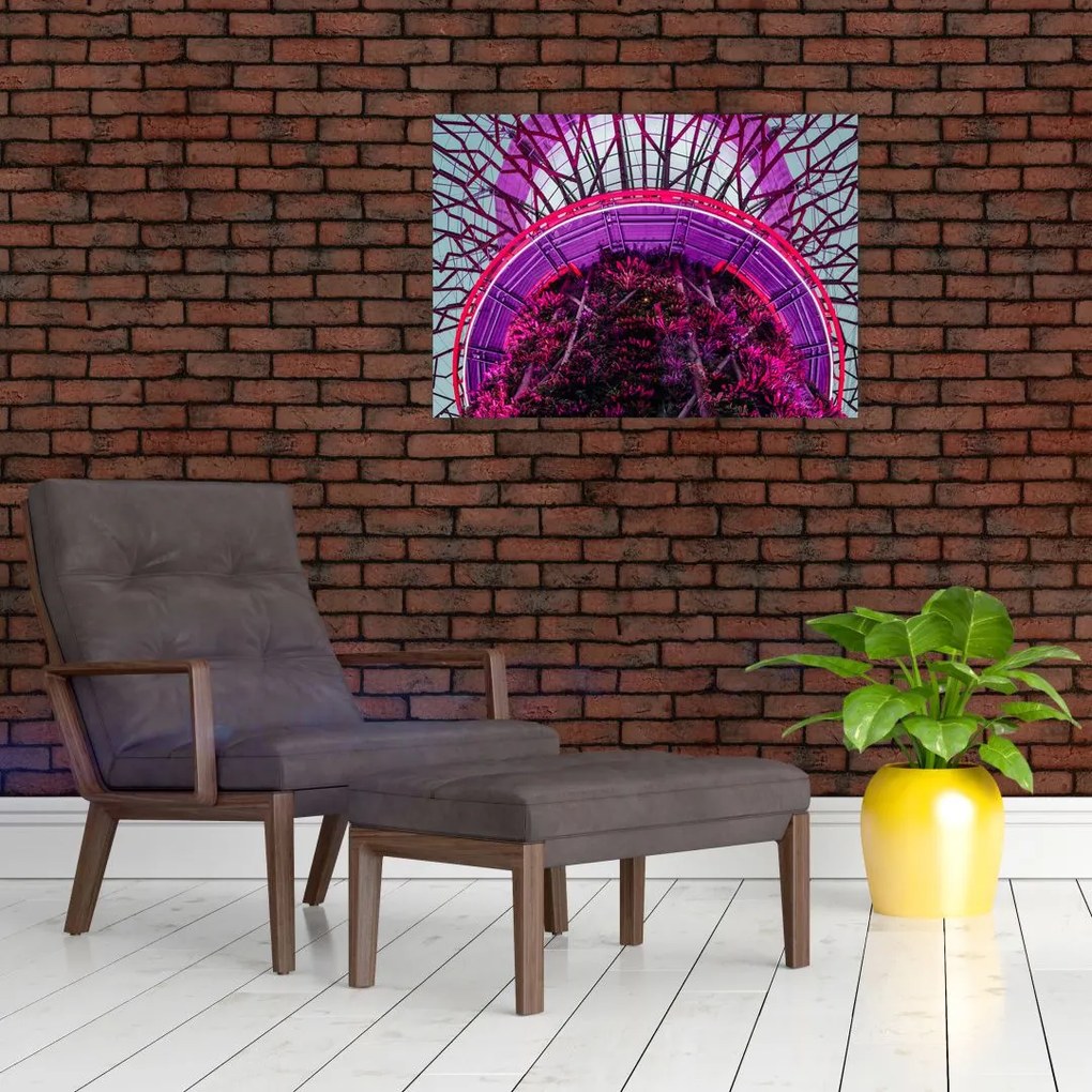 Abstrakcyjny obraz - fioletowe gałęzie (70x50 cm)