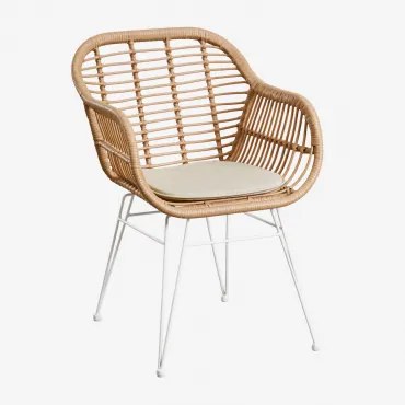 Krzesło Ogrodowe Z Syntetycznego Rattanu Zole Biała & Kremowa - Sklum