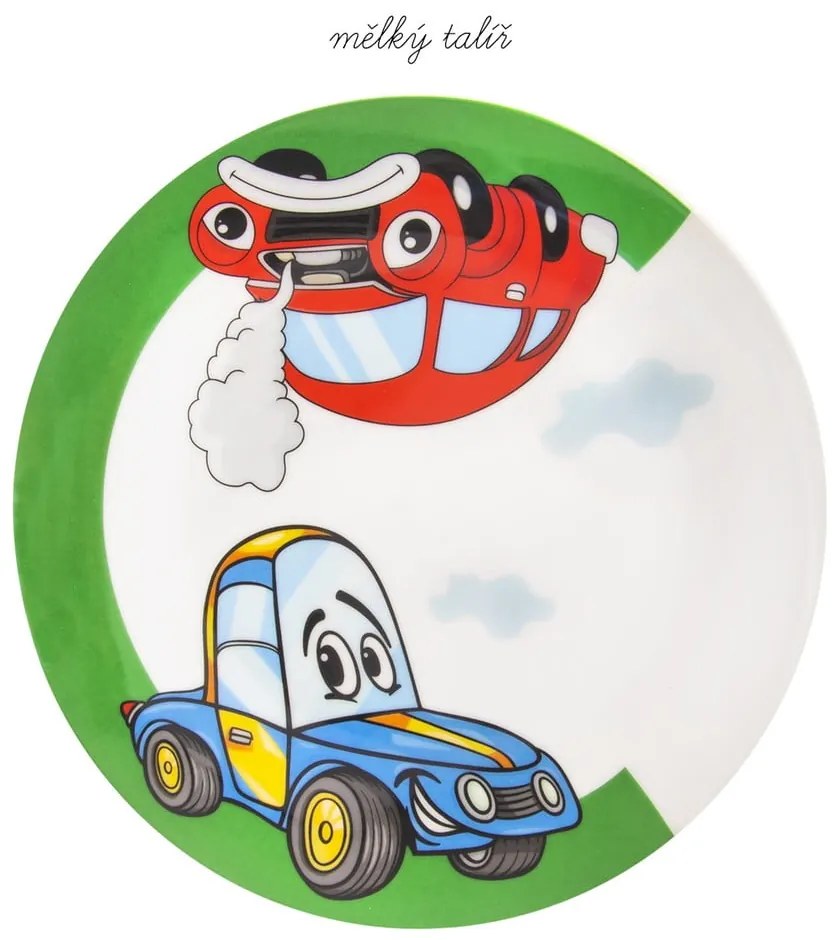 3-częściowy zestaw dziecięcych porcelanowych naczyń Orion Cars