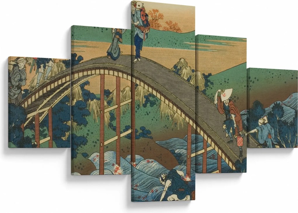 Obraz - Katsushika Hokusai, Ariwara no Narihirafrom the series One Hundred, Poems Explained by the Nurse (Hyakunin isshu uba ga etoki), reprodukcje (125x70 cm)