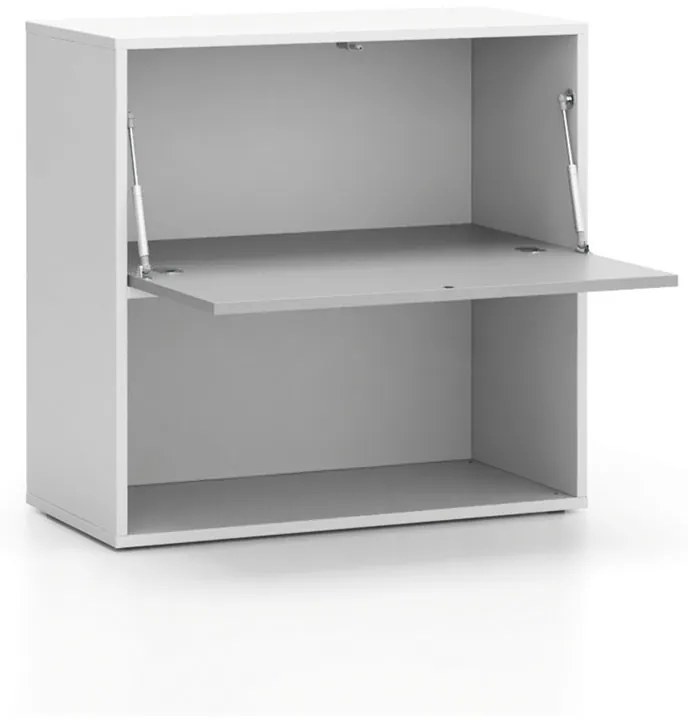 Regał biurowy LAYERS, niski, 1 schowek, 800 x 400 x 777, biały/szary