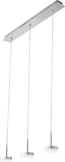 Lampa wisząca Fabas Luce Dunk z 3 źródłami światła - 24 W, ściemnialna dioda LED - szczotkowane aluminium, konstrukcja liniowa