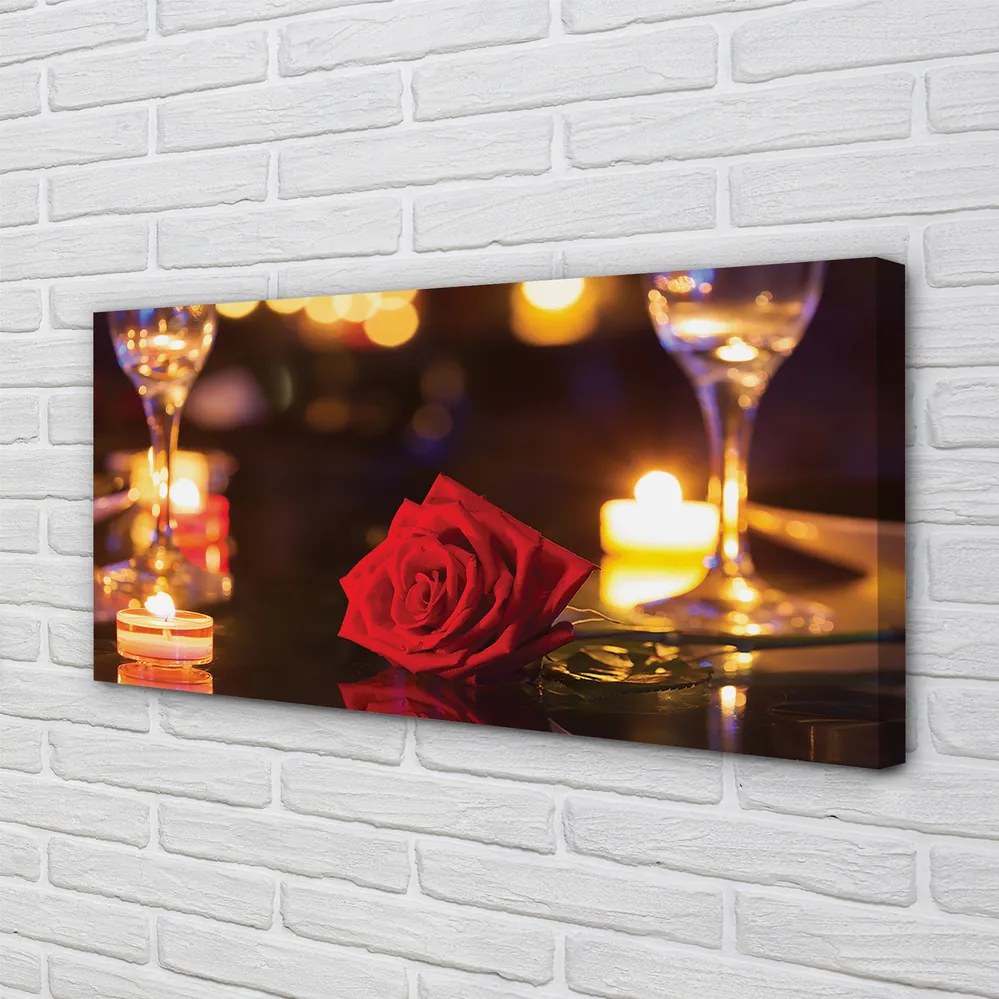 Duży obraz na płótnie Wieczór z Różą i Winem