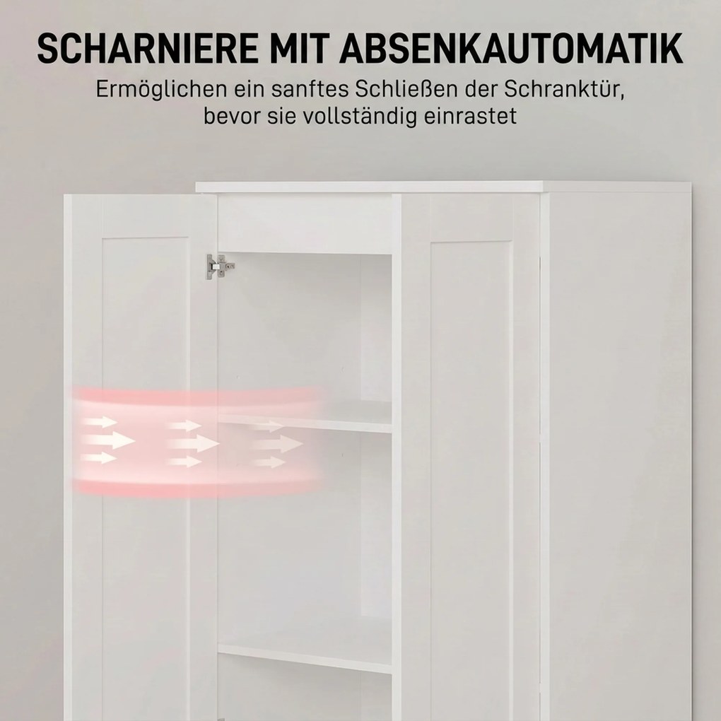 HOMCOM Szafa na zapasy 175 cm z miejscem do przechowywania, szafka kuchenna z drzwiami Soft-Close i regulowanymi półkami, biały | Aosom PL