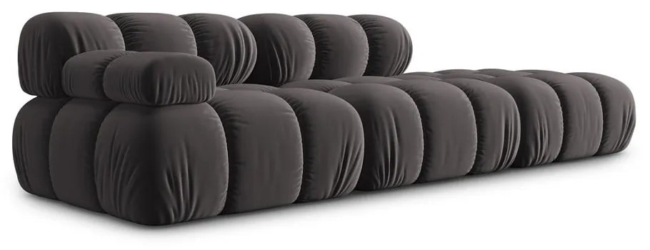 Ciemnoszara aksamitna sofa 282 cm Bellis – Micadoni Home