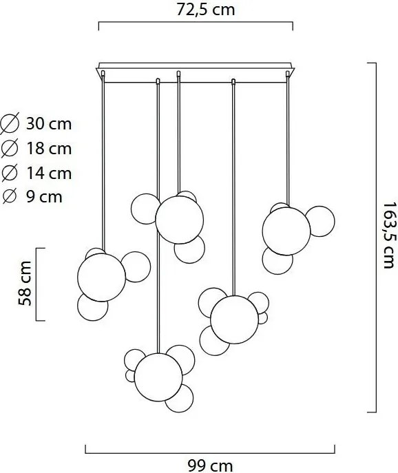 Lampa wisząca ze szklanymi kloszami Capri Line 5