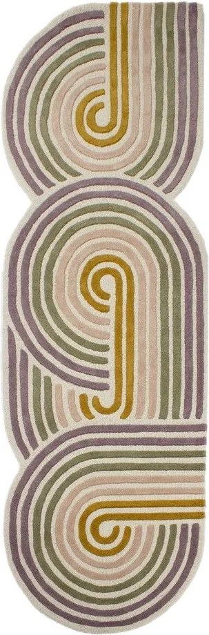 Zielony wełniany chodnik tkany ręcznie 80x300 cm Spiral Shaped – Flair Rugs