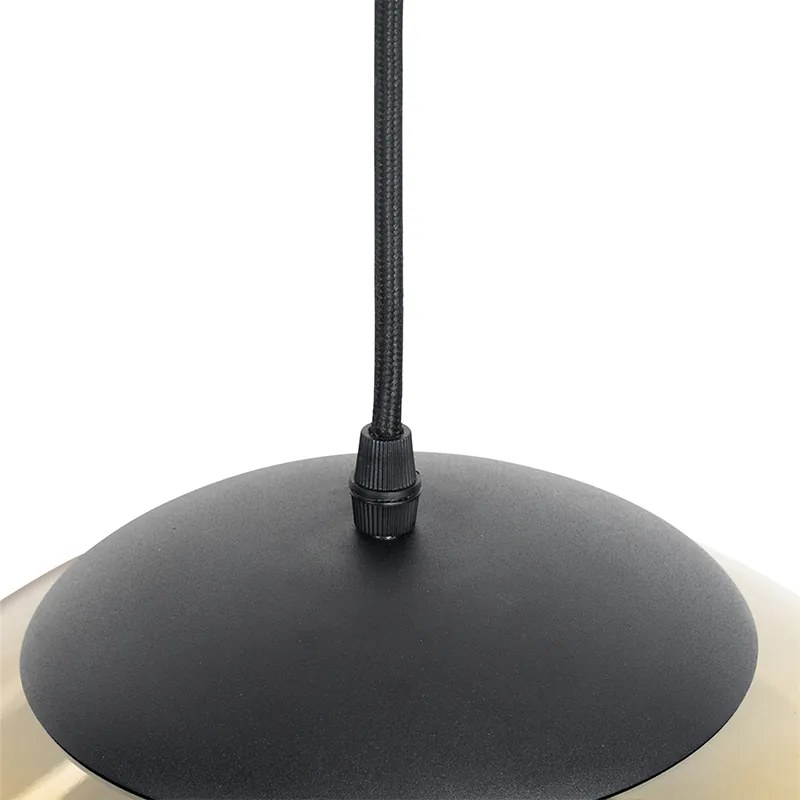 Lampa wisząca w stylu art deco czarna ze złotym szkłem 33 cm - Pallon