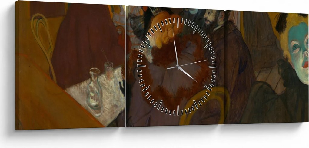 Obraz - Henri de Toulouse-Lautrec, At the Moulin Rouge, reprodukcje (z zegarem) (90x30 cm)