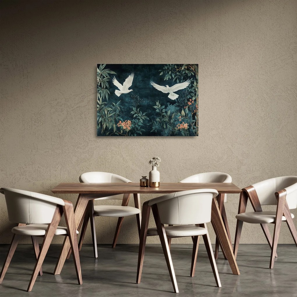 Obraz na szkle - Dwa gołębie (70x50 cm)