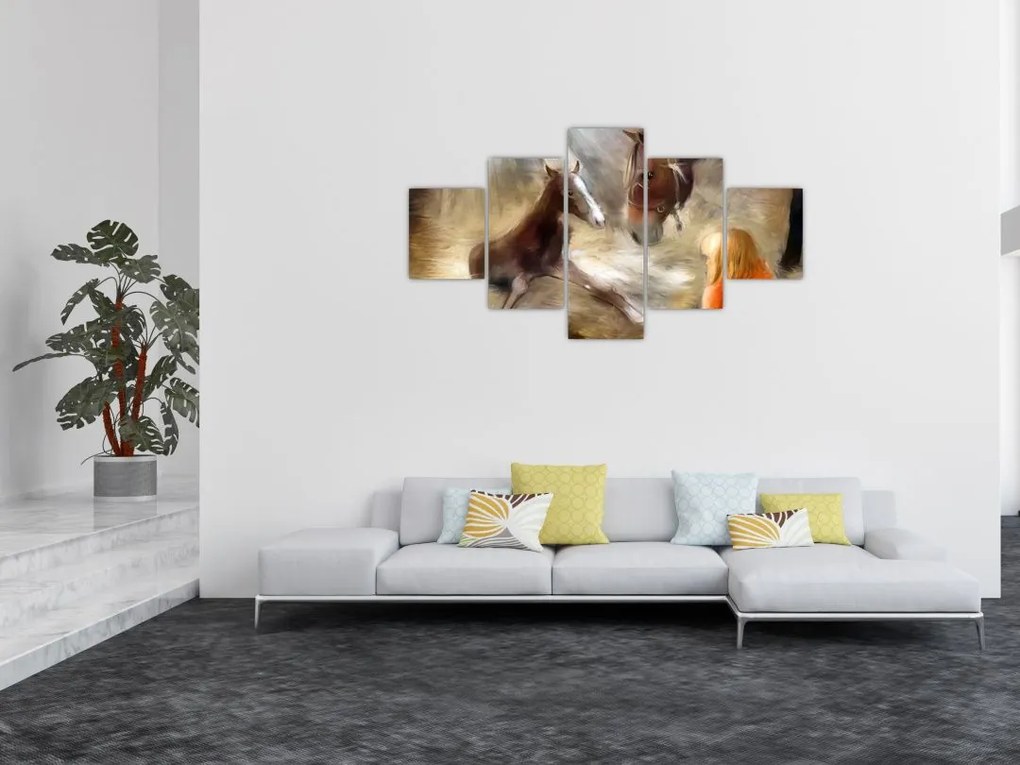 Obraz - Witaj na świecie, źrebaku (125x70 cm)