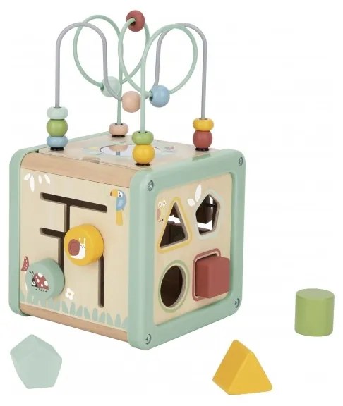 Woopie green drewniana kostka aktywności multifunkcyjna edukacyjna sorter