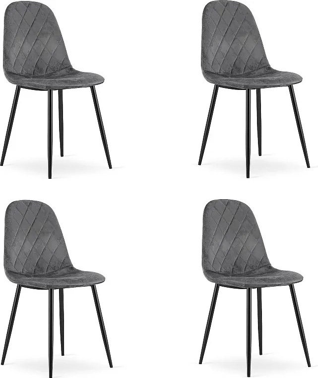 Krzesła Valora DAPI, ciemnoszary aksamit, zestaw 4 szt. | wytrzymały | comYERRable