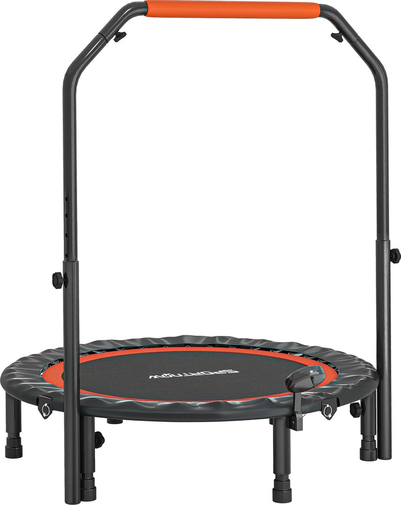 SPORTNOW Minitrampolin, z regulowanym uchwytem, monitor LCD, stal, czarno-czerwony, Ø102 x 99-123 cm