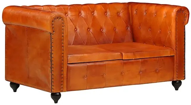 Skórzana 2-osobowa jasnobrązowa sofa w stylu Chesterfield - Clementine 2Q