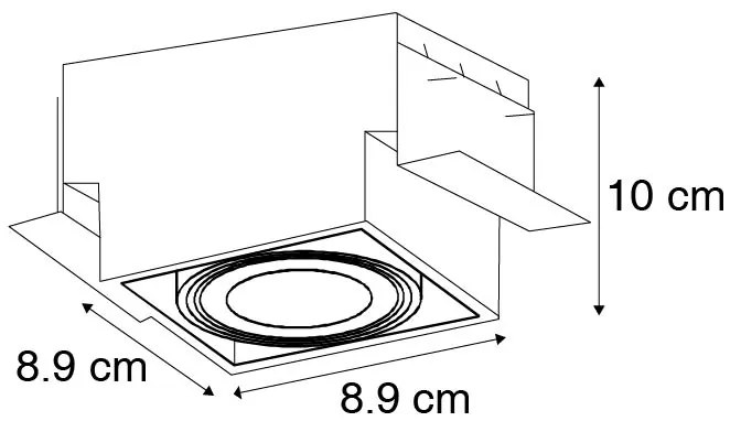Wpuszczany reflektor czarny GU10 obrotowy i pochylany bez obramowania - Oneon