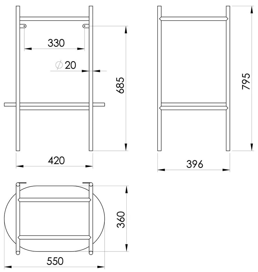 Metalowy stelaż pod umywalkę w czarno-złotym kolorze 55x79,5 cm Puno – Sapho