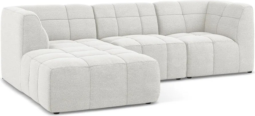 Biały narożnik z materiału bouclé (lewostronny/z szezlongiem) Aloha – Makamii