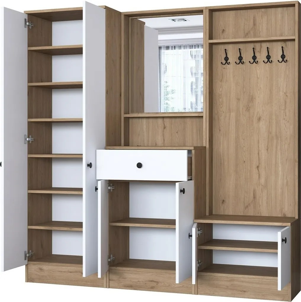 Zestaw do przedpokoju Pome White and Walnut II