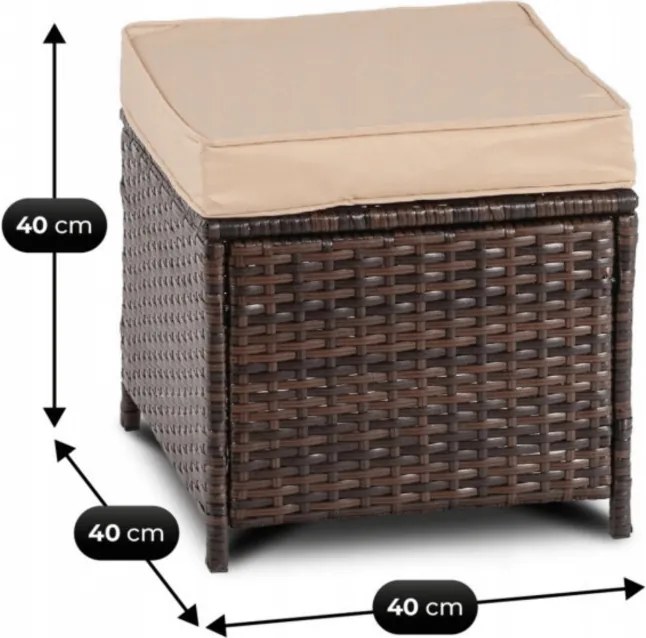 Zestaw Mebli Ogrodowych DALLAS Brązowy/Beżowy Narożnik Pufy Stolik Tarasowy Technorattan Nowoczesny