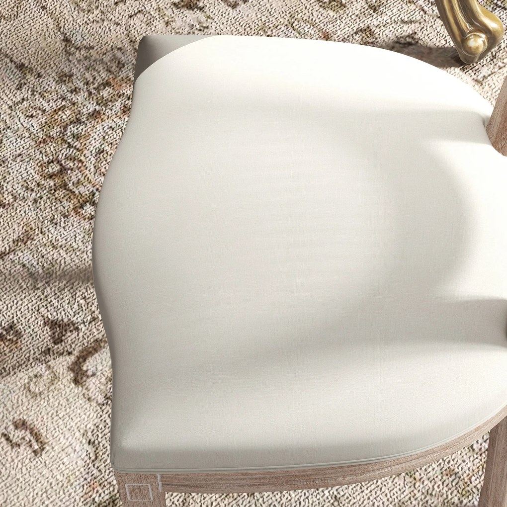 HOMCOM Krzesła jadalniane 2 sztuki tapicerowane kremowe z oparciem rattanowym i drewnianymi nogami | Aosom PL