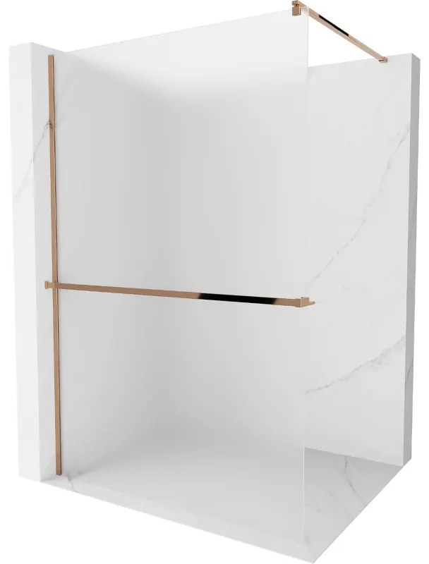 Mexen Kioto+ ścianka prysznicowa z półką Walk-in 110 x 200 cm, szron, różowe złoto - 800-110-121-60-30