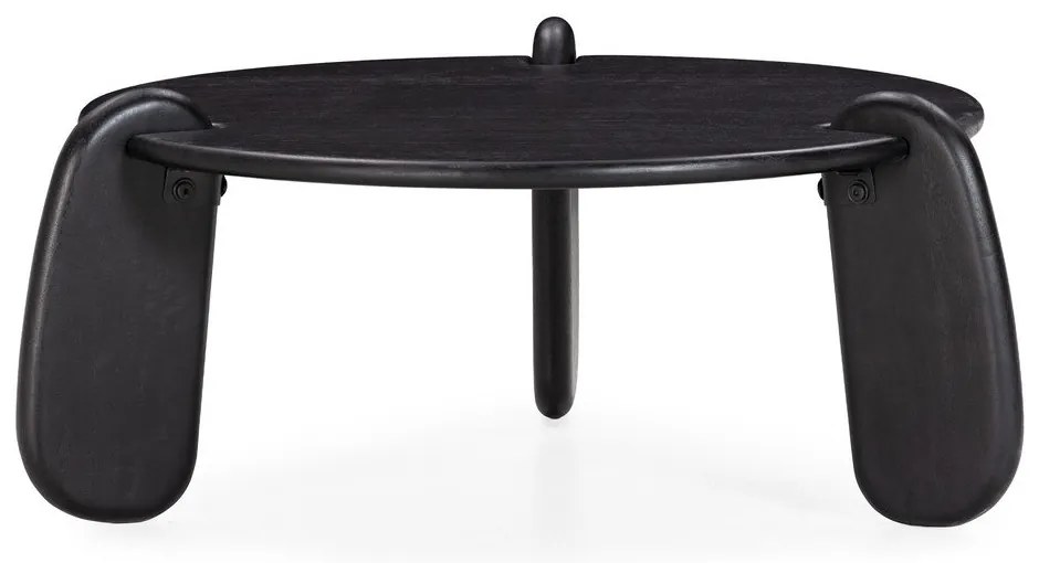 Czarny okrągły stolik z litego drewna mango ø 80 cm Tamira – MOME