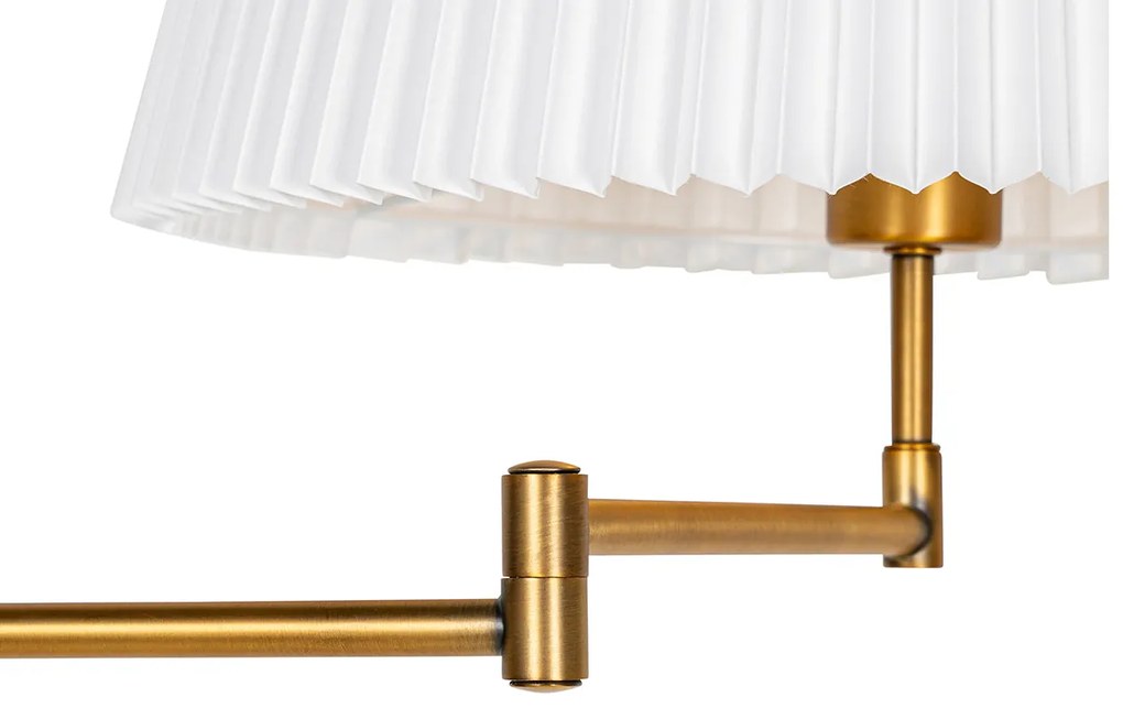 Lampa stojąca brązowa z białym plisowanym kloszem i regulowanym ramieniem - Ladas Deluxe klasyczny/Antyczny Oswietlenie wewnetrzne