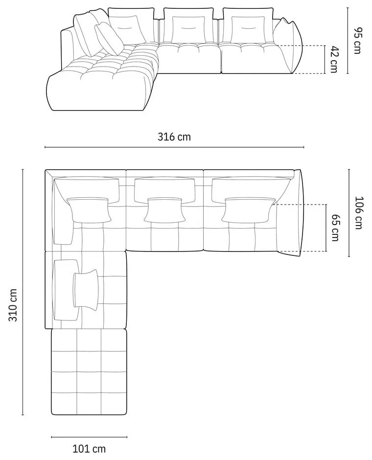 Ciemnoniebieski narożnik (lewostronny/w kształcie litery L) Bloom – Micadoni Home