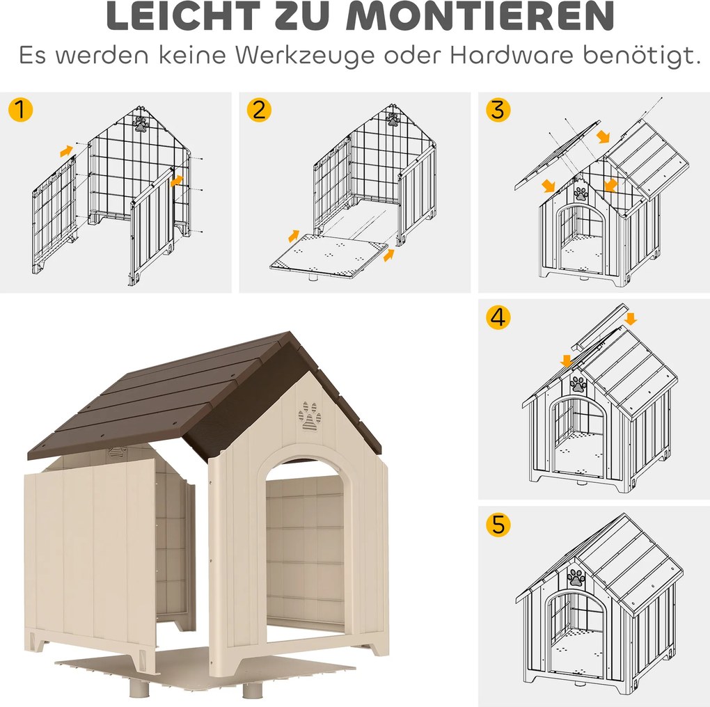 PawHut Budka dla psa, wodoodporny schron dla średnich/dużych psów, Wymiary: 88L x 79B x 89H cm | Aosom PL