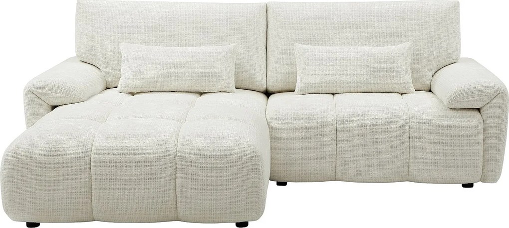 Kanapa narożna lewostronna z białej tkaniny szenilowej ANELKO